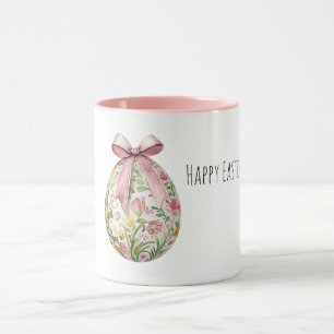 Pink Flowers Easter Egg Bow Mug