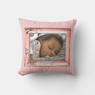 Pink Flowers Family Photo Frame Image Pink Dots Cushion
