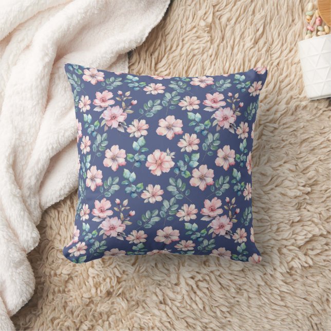 Pink Flowers Feminine Pattern Cushion (Blanket)