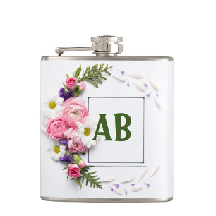 Pink Flowers Flask