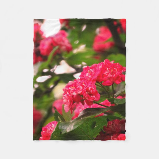 Pink Flowers Fleece Blanket, Small Blanket (Front)