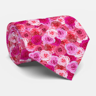 Pink Flowers Floral Collage  Tie