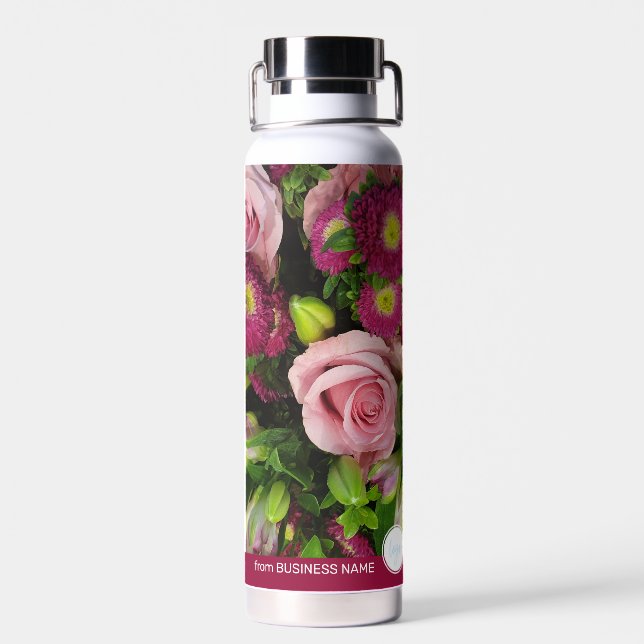 PINK FLOWERS FLORAL COMPANY OWN LOGO BUSINESS GIFT WATER BOTTLE (Back)