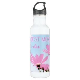 Pink Flowers Floral Mum Name Mother's Day 710 Ml Water Bottle