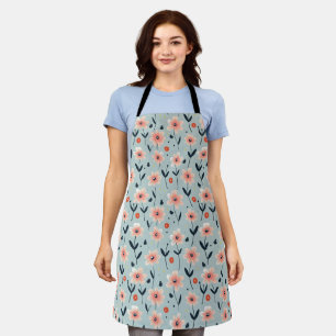 Pink Flowers Floral Pattern Apron