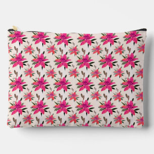 Pink Flowers Floral Pattern Design Accessory Pouch