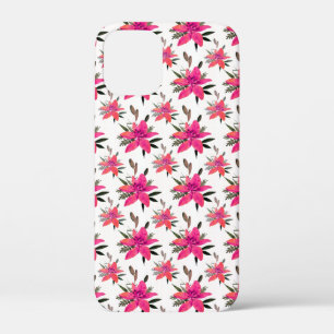Pink Flowers Floral Pattern Design iPhone 12 Mini Case