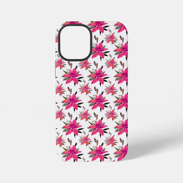 Pink Flowers Floral Pattern Design iPhone Case (Back)
