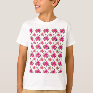 Pink Flowers Floral Pattern Design T-Shirt