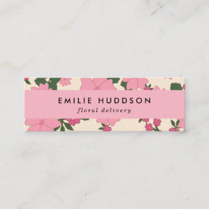 Pink Flowers, Floral Pattern, Florist, Flower Shop Mini Business Card