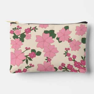 Pink Flowers, Floral Pattern, Pattern Of Flowers Accessory Pouch