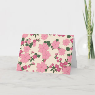 Pink Flowers, Floral Pattern, Pattern Of Flowers Card