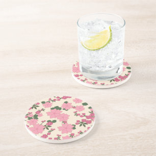 Pink Flowers, Floral Pattern, Pattern Of Flowers Coaster