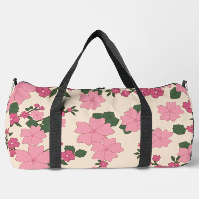 Pink Flowers, Floral Pattern, Pattern Of Flowers Duffle Bag (Front)