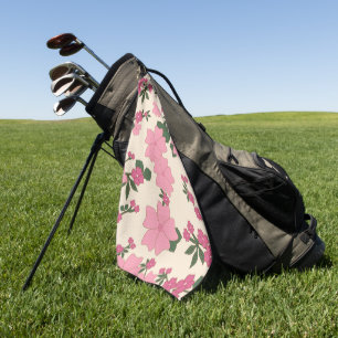 Pink Flowers, Floral Pattern, Pattern Of Flowers Golf Towel