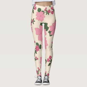 Pink Flowers, Floral Pattern, Pattern Of Flowers Leggings
