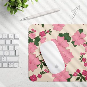 Pink Flowers, Floral Pattern, Pattern Of Flowers Mouse Pad