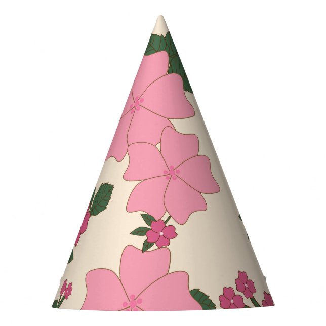 Pink Flowers, Floral Pattern, Pattern Of Flowers Party Hat (Front)