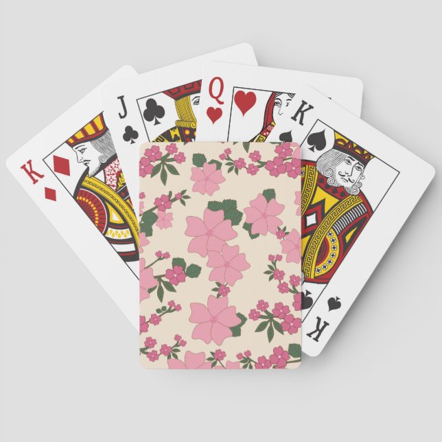 Pink Flowers, Floral Pattern, Pattern Of Flowers Playing Cards (Back)