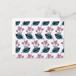 Pink Flowers, Floral Pattern, Pattern Of Flowers Postcard