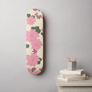 Pink Flowers, Floral Pattern, Pattern Of Flowers Skateboard