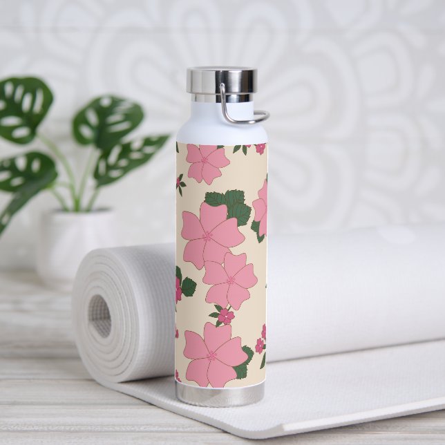 Pink Flowers, Floral Pattern, Pattern Of Flowers Water Bottle (Yoga)