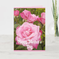Pink Flowers Floral Rose Roses Mothers Day Card