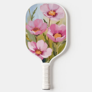 Pink Flowers Floral Watercolor Painting Pickleball Paddle