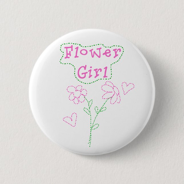 Pink Flowers Flower Girl 6 Cm Round Badge (Front)