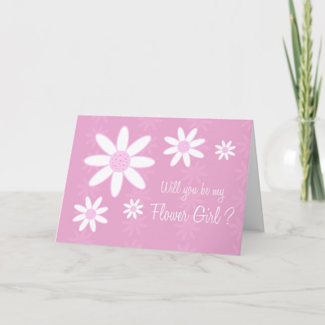 Pink Flowers Flower Girl Invitation Card (Front)