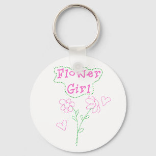 Pink Flowers Flower Girl Key Ring