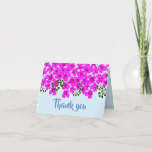 Pink Flowers Folded Thank You Card