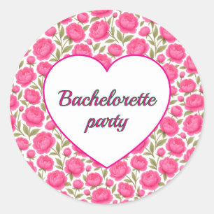 Pink flowers for Bachelorette Party participants Classic Round Sticker