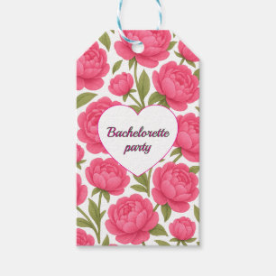 Pink flowers for Bachelorette Party participants Gift Tags