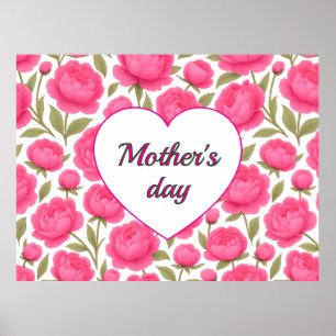 Pink flowers for Mother's Day Party Poster