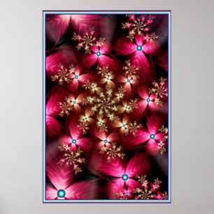 Pink Flowers Fractal Poster