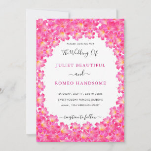 Pink Flowers Frame Wedding Invitation Card