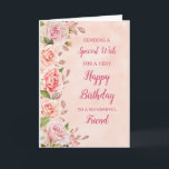 Pink Flowers Friend Birthday Card<br><div class="desc">A beautiful card for your friend on her birthday with pastel pink flowers and rose gold effect details.</div>