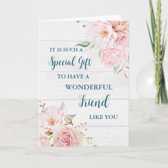 Pink Flowers Friend Happy Mother's Day Card (Front)