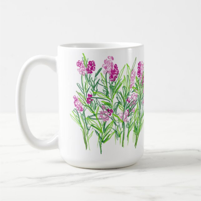 Pink Flowers Garden Design Mug (Left)