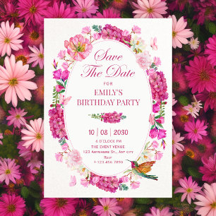 Pink flowers garden save the date