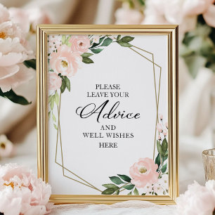 Pink Flowers Geometric Advice And Well Wishes Sign
