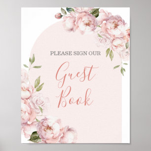 Pink Flowers Girl Baby In Bloom Guest Book
