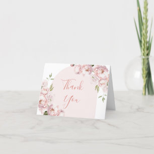 Pink Flowers Girl Baby Shower Baby in Bloom Folded Thank You Card