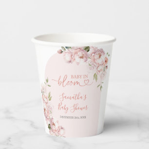 Pink Flowers Girl Baby Shower Baby In Bloom Paper Cups
