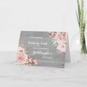 Pink Flowers Goddaughter Birthday Card
