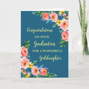 Pink Flowers Goddaughter Graduation Card