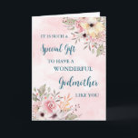 Pink Flowers Godmother Happy Mother's Day Card<br><div class="desc">Happy Mother's Day card for godmother with pink vintage watercolor flowers and heartfelt verse.</div>