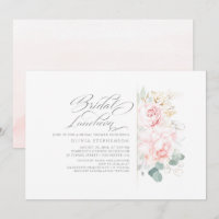 Pink Flowers Gold Greenery Bridal Shower Luncheon