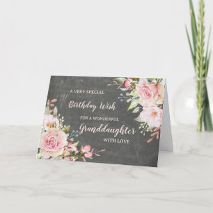 Pink Flowers Granddaughter Birthday Card